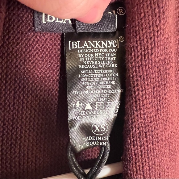 Blank NYC Faux Leather Trim High Low Cardigan Permanent Marker - Picture 12 of 12